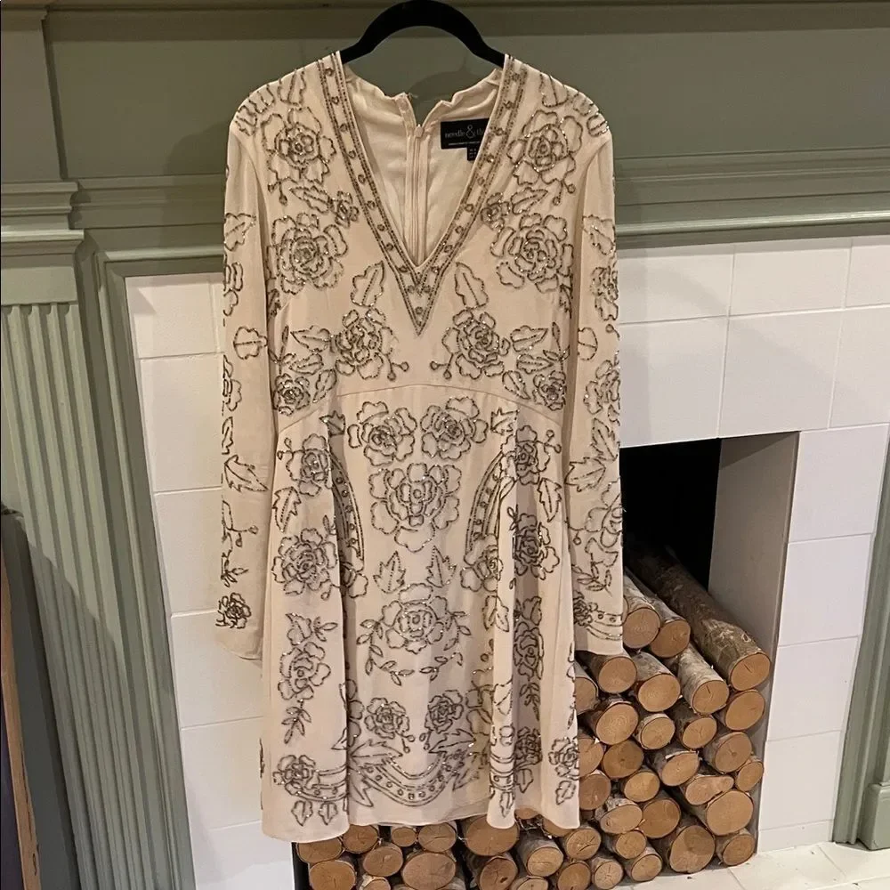 Needle + thread blush beaded Floral Dress